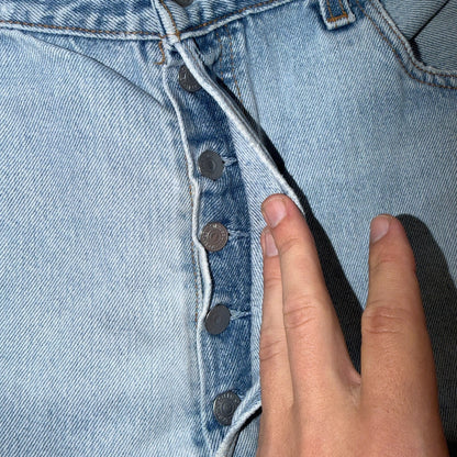 Levis 501 Vintage 90s USA XX Straight Leg Jeans Blue Light Wash 38x32 Act 36x30