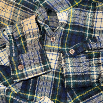 VTG 70s Penneys Towncraft Loop Collar Wool Plaid Shirt Camp Board Rockabilly