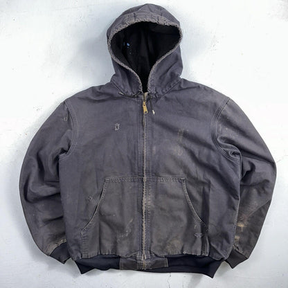 Carhartt Jacket VTG Mens Large Purple Hooded Distressed Bomber J208 MDT Thrashed