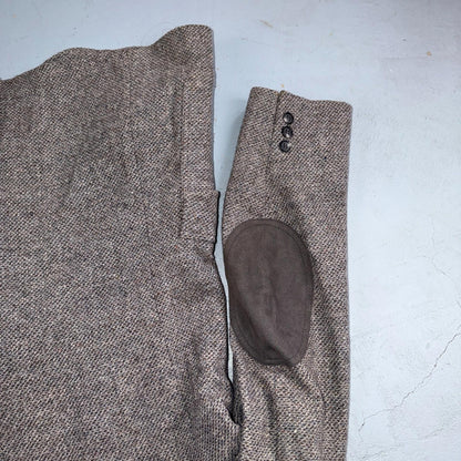 Pendleton Western Blazer Vintage Mens 42L USA Long Wool Gray Tweed Elbow Suede