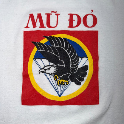 VTG 90s Mu Do Vietnam Airborne Paratrooper Eagle Military T Shirt White Army