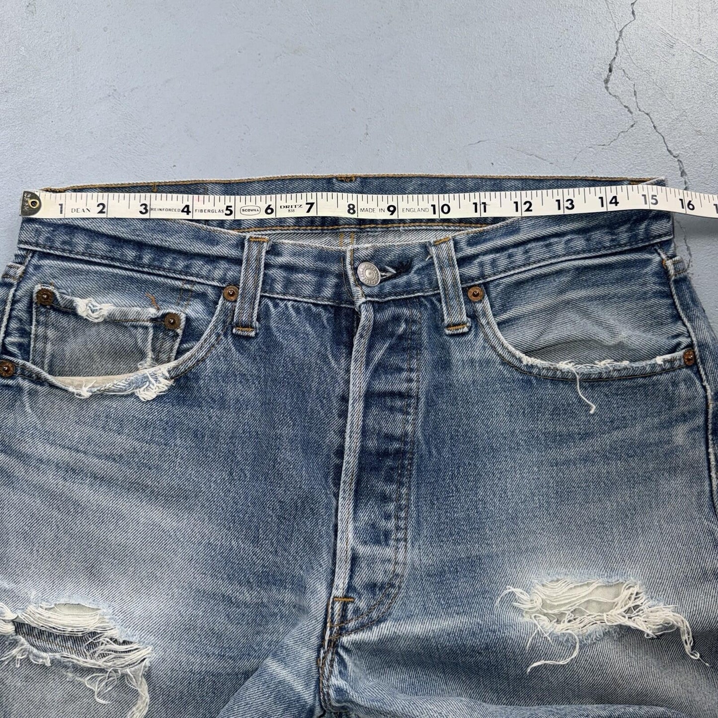 Levis 501 Vintage 80s Redline Selvedge USA XX Jeans Light Wash 31x27 Skinny