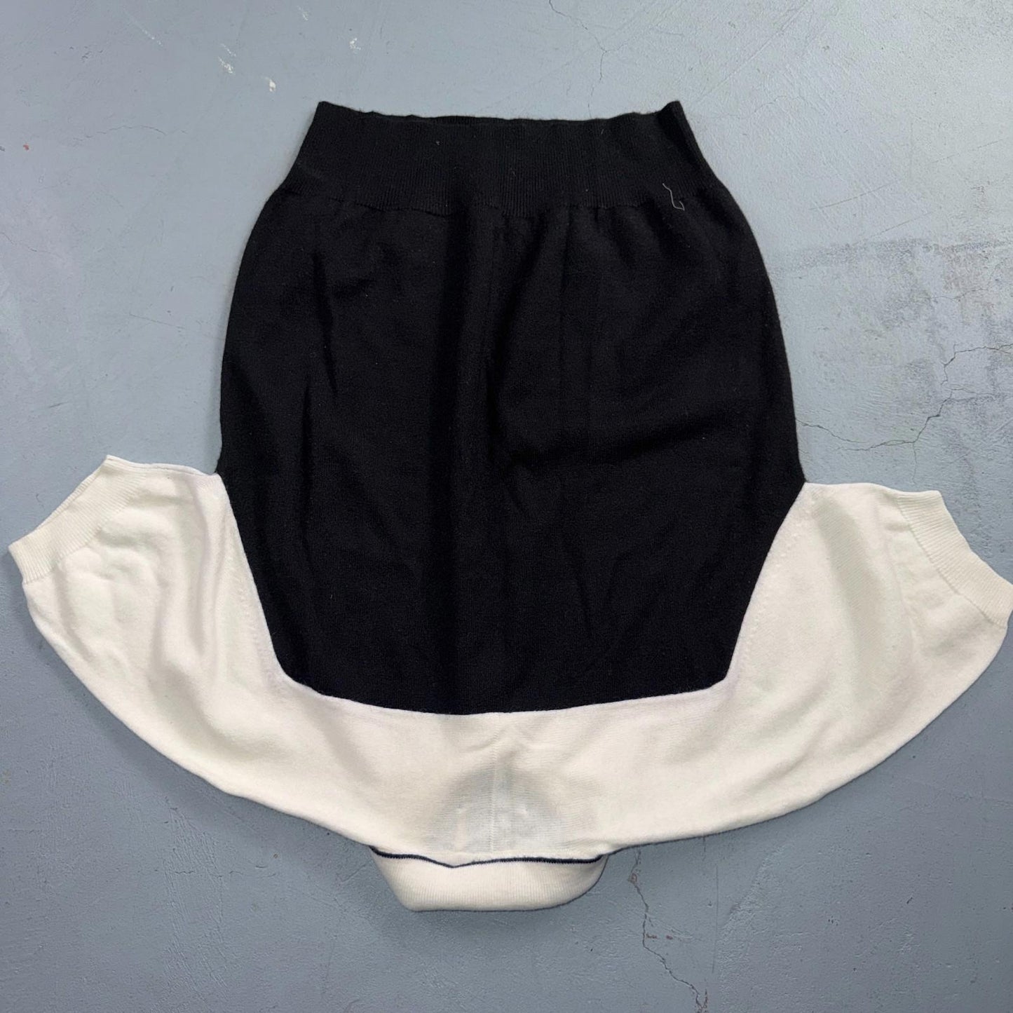 Vintage 1960s Cardigan Sweater Womens Sz M Black White Short Sleeve Polo 60s