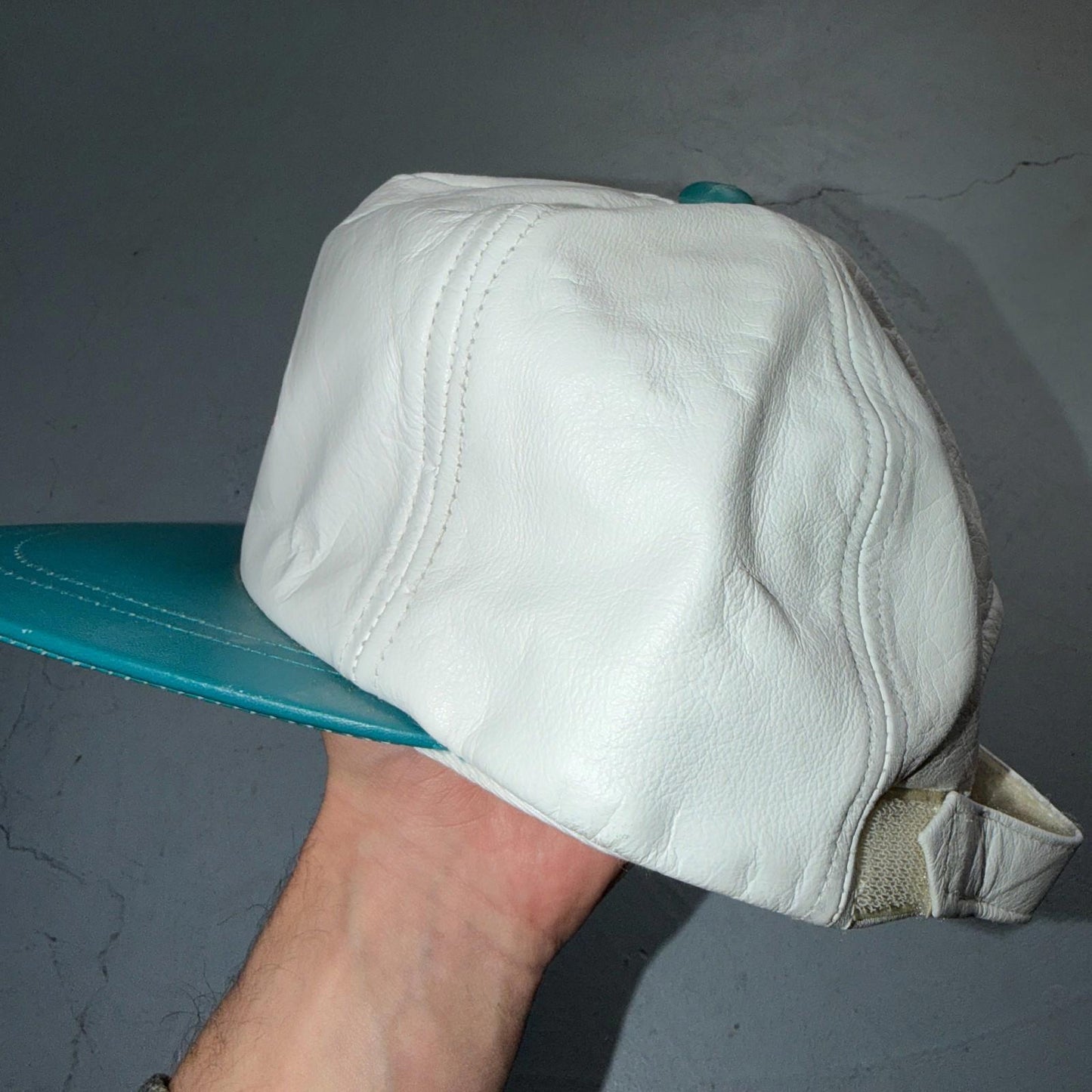 Canada Leather VTG Hat Baseball Cap Snapback Buck Cadillac Flag Rare Cartoon 80s