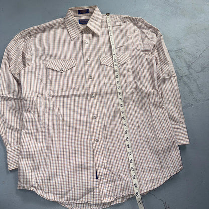 Pendleton Rancher Pearl Snap Western Shirt Men’s M White Plaid Cotton Rancher