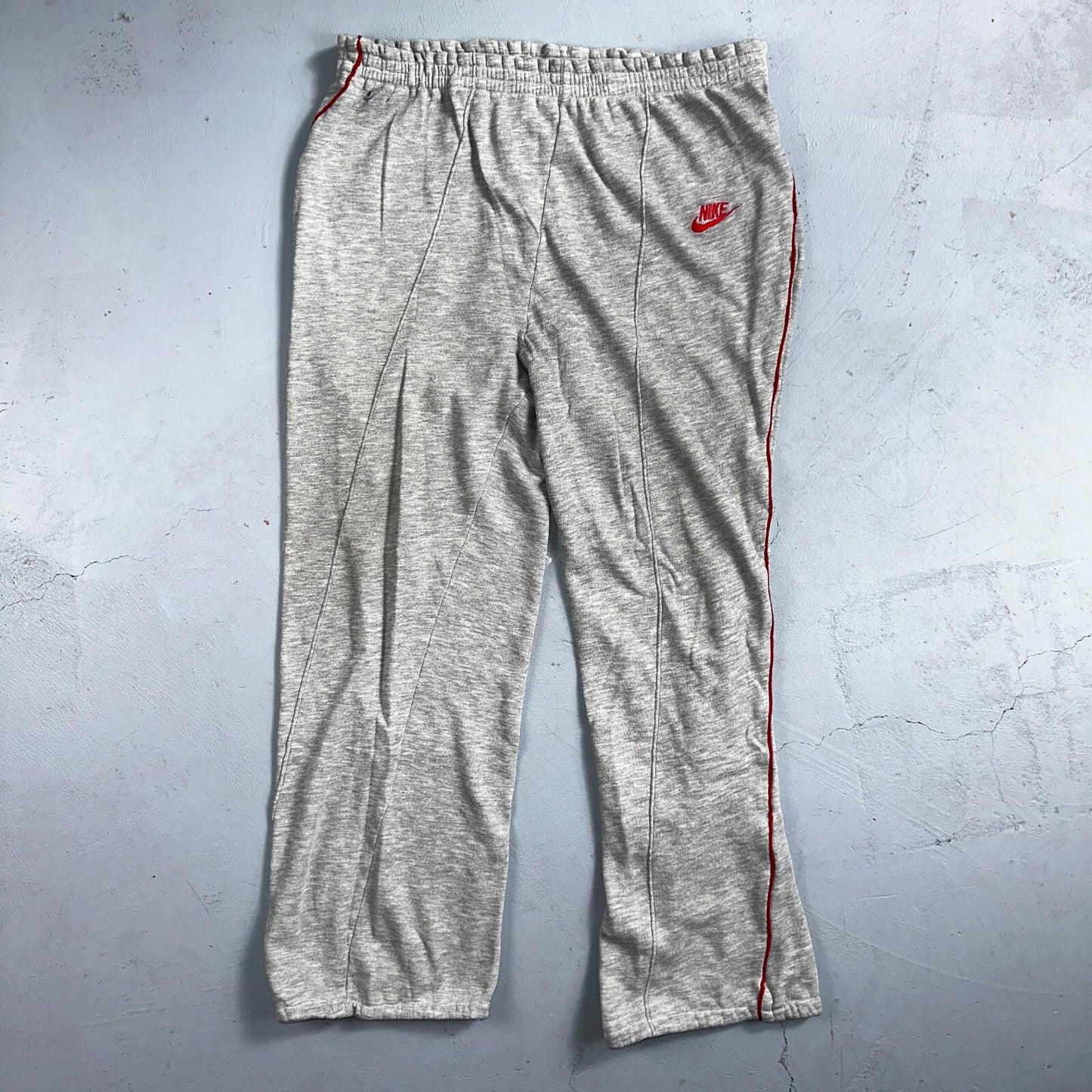 Nike Vintage 80s Sweatpants Large Gray Red Trim Blue Tag 1980s Cotton Jogger