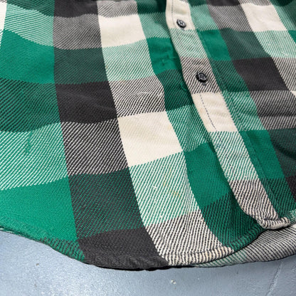 VTG Five Brother Shirt Mens M Shadow Plaid Flannel USA Green 1980s 80s Black
