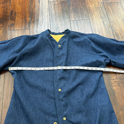 1960s Rockabilly Reversible Denim Leather Jacket 60s 70s RARE Yellow Blue Anorak
