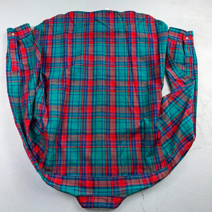 Pendleton VTG USA Made Virgin Wool BF LS Flannel Blue Red Turquoise Sz XL