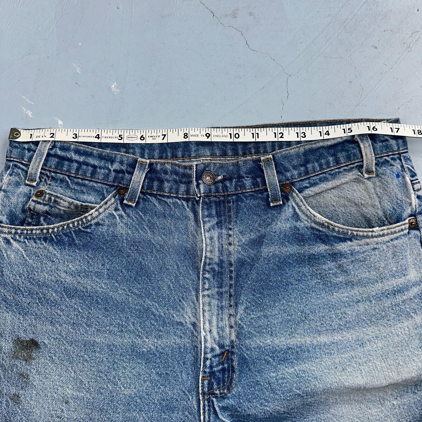 Levis 517 Vintage 80s USA Orange Tab Bootcut Flare Blue Jeans Talon Act 34x28