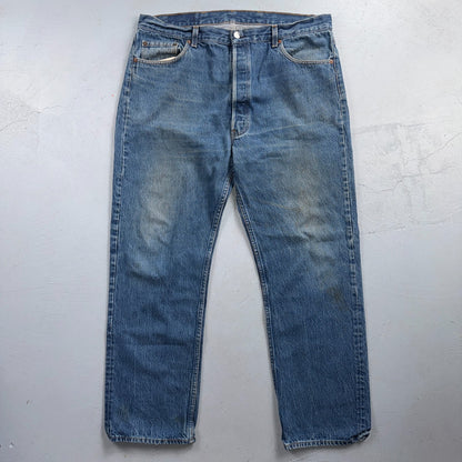 Levis 501 Vintage 80s USA XX Straight Leg Jeans Blue Light Wash 42x34 Act 38x29