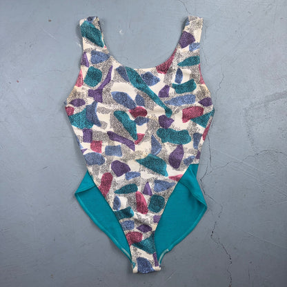 VTG 80s 90s The Body Co Leotard Biketard Women's M Soda Beach Summer Swim Suit