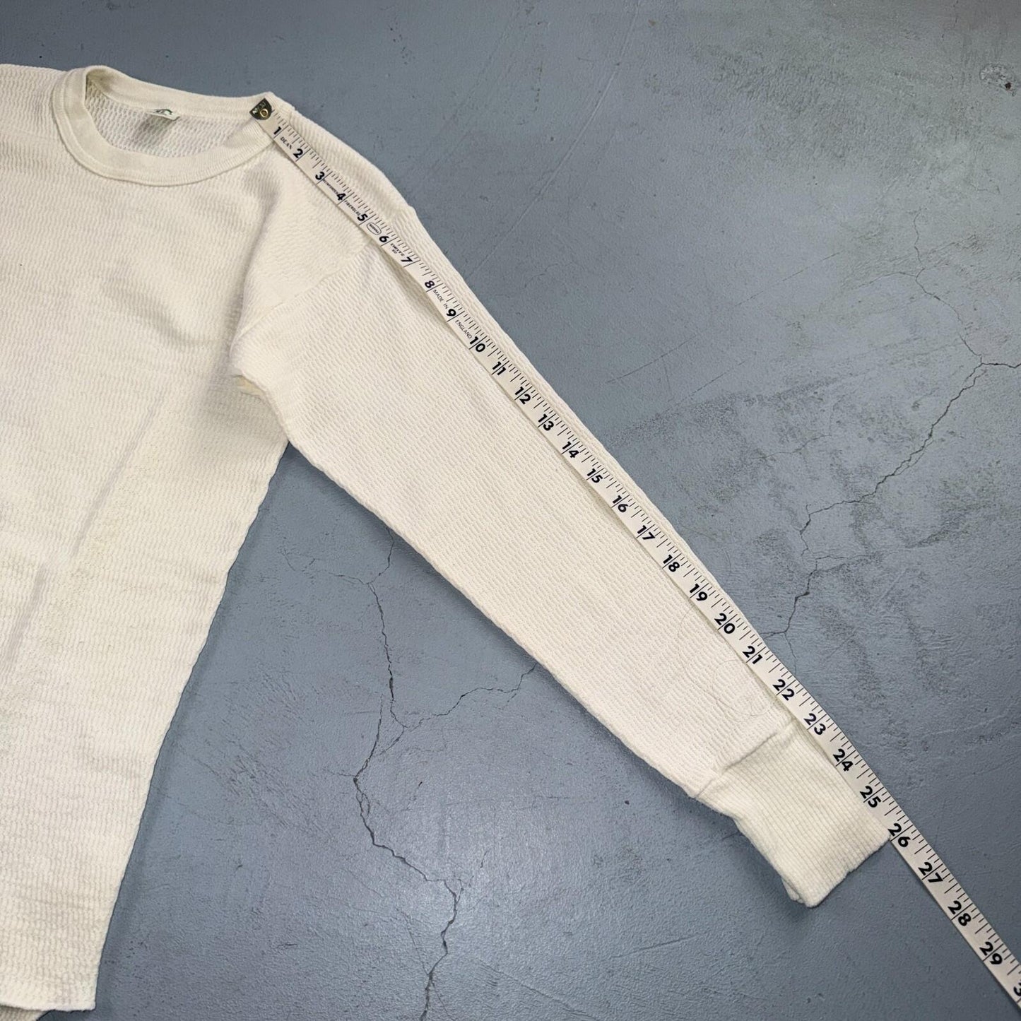 Vintage Hanes Green Tag Waffle Knit Thermal Shirt 70s M Long White 1970s White