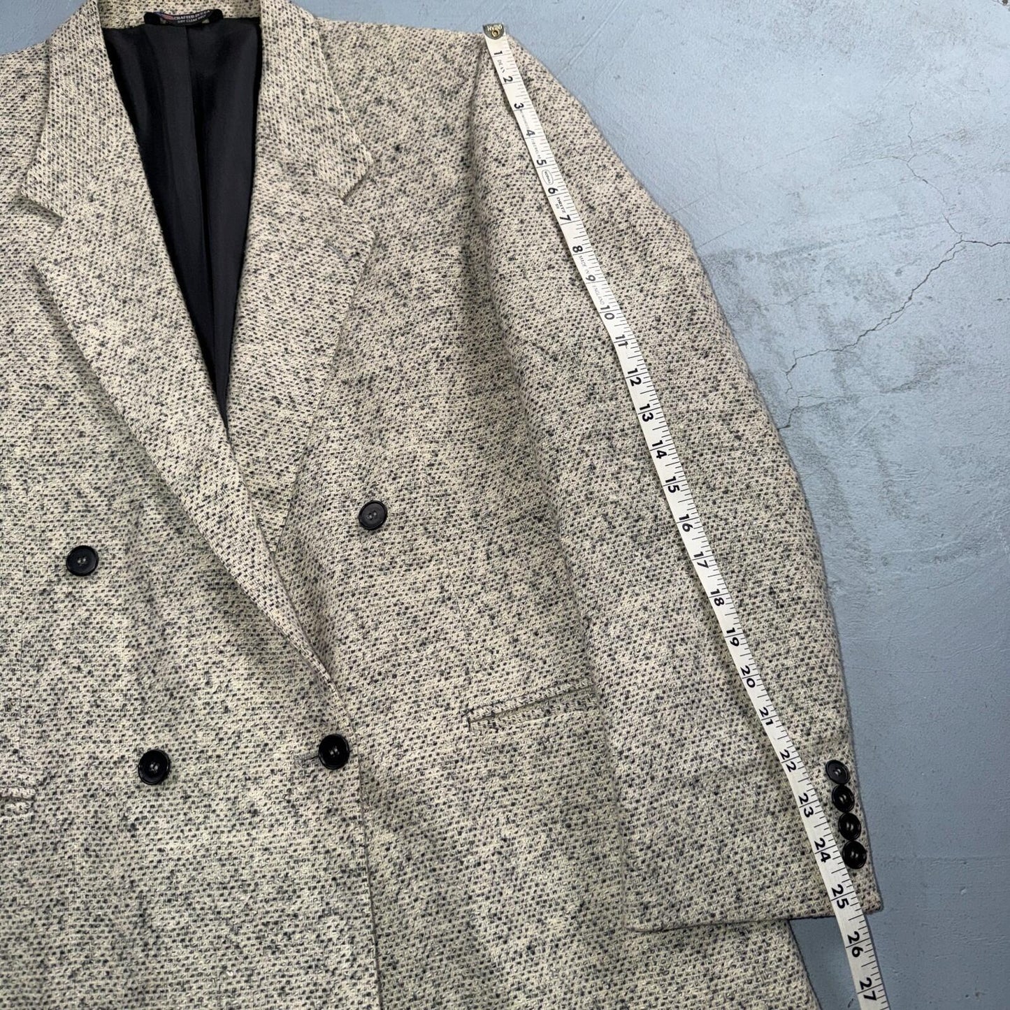 Vintage Blazer Shryocks Double Breast Mens 42 Wool Tweed Sport Suit Coat 80s