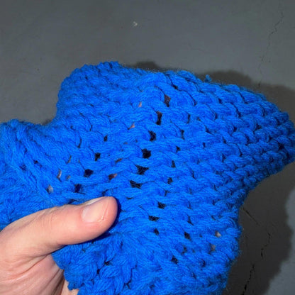 VTG 70s 60s Wool Knit Winter Beanie Hat OSFM Rockabilly Warm Grunge Basic Blue
