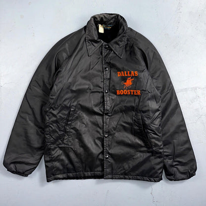 Champion Rare Vintage 70s Button Up Black Coach Windbreaker Lined Dallas Booster