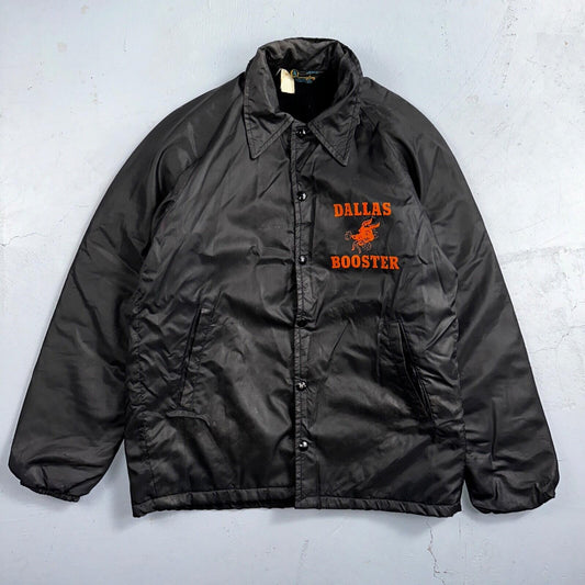 Champion Rare Vintage 70s Button Up Black Coach Windbreaker Lined Dallas Booster