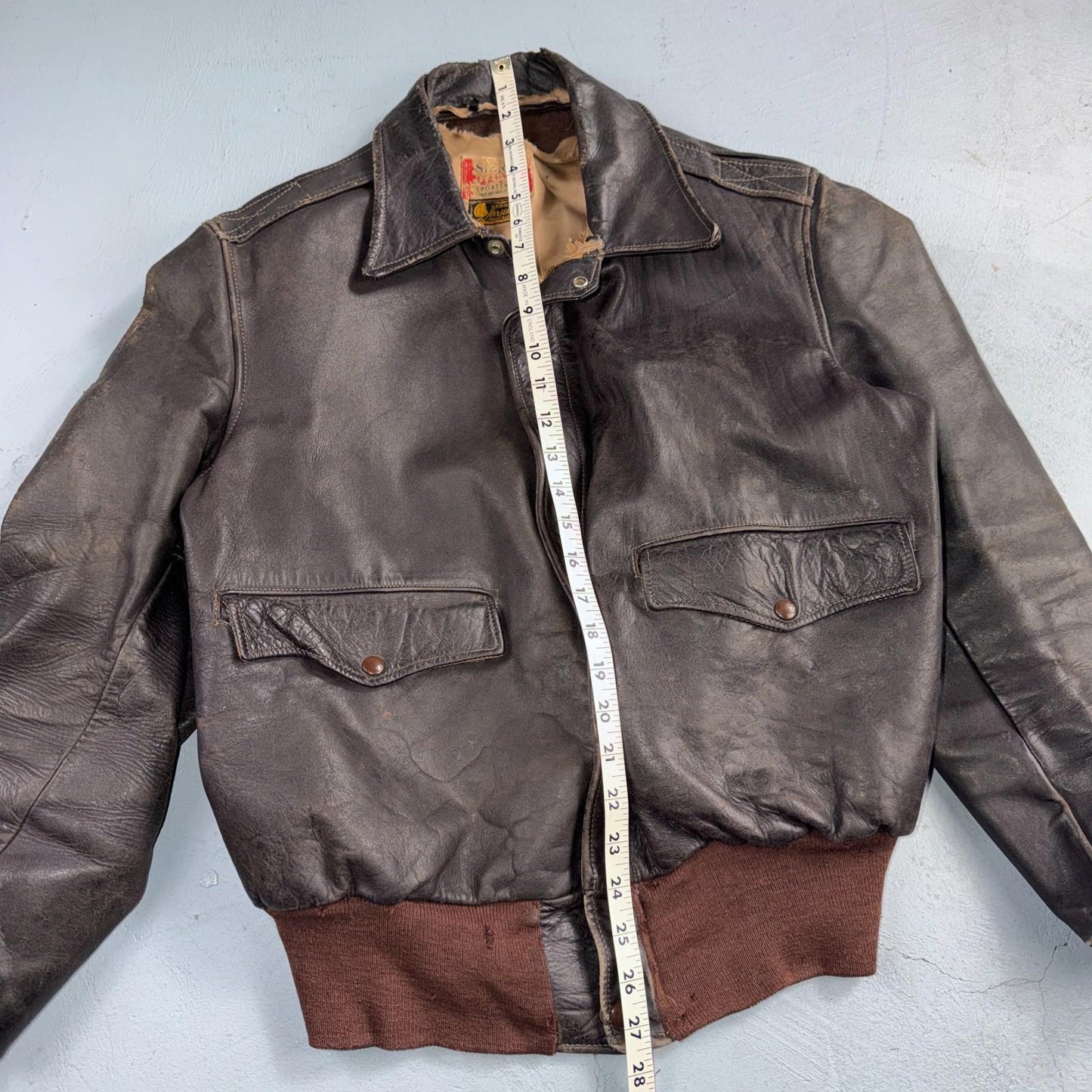 VTG 50s Sierra Sportswear Horsehide Leather Jacket Distressed Buco A2 Bomber