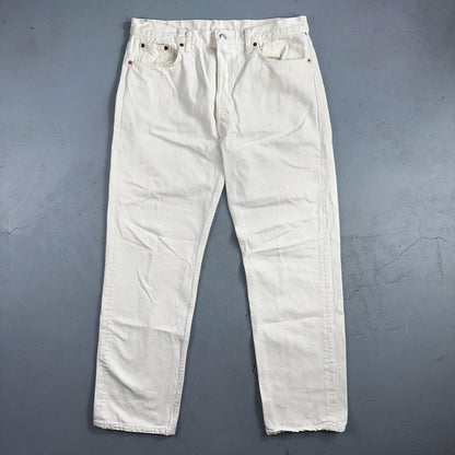 Levis 501 Vintage 80s USA XX Straight Leg Jeans White Light Wash 38x32 Act 35x31