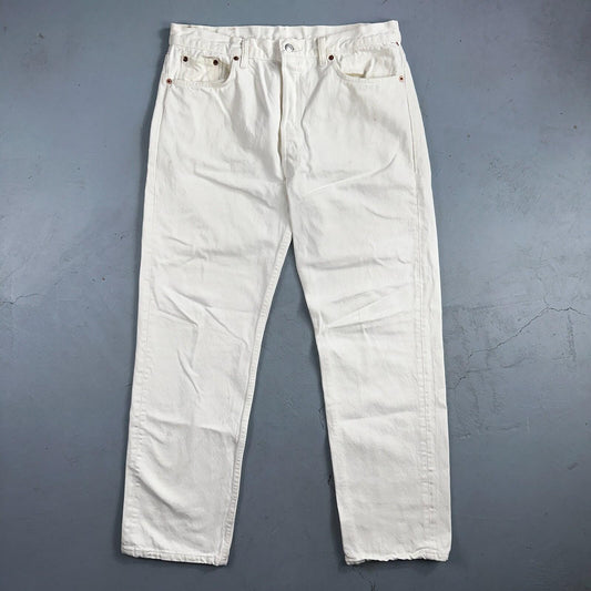 Levis 501 Vintage 80s USA XX Straight Leg Jeans White Light Wash 38x32 Act 35x31