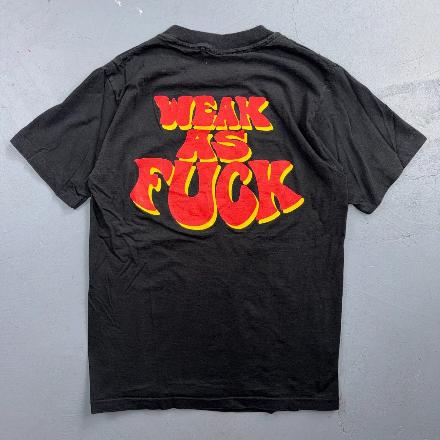 VTG Colorfast Weak As F*ck Graphic T Shirt Black Music Rock Nirvana Band Giant