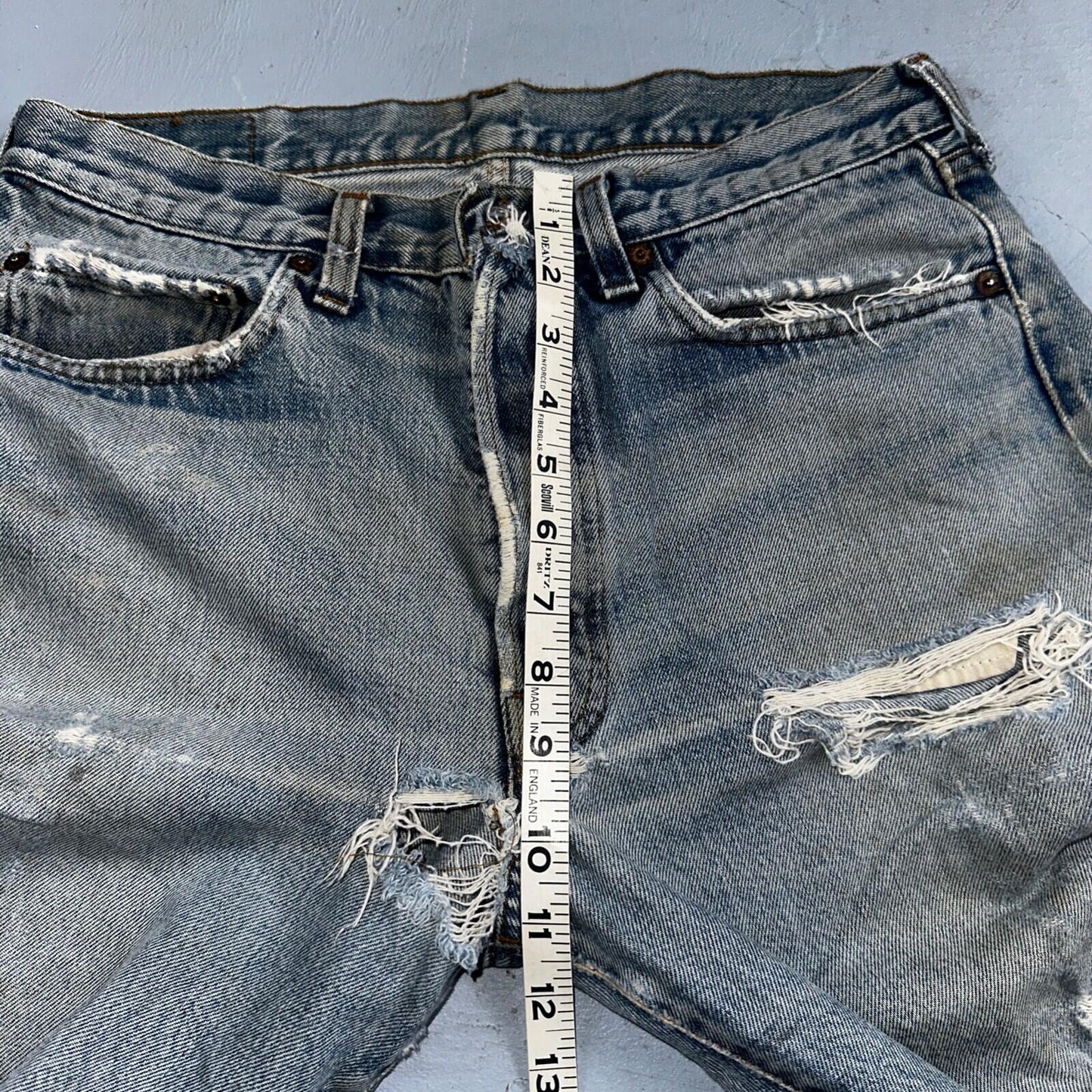 Levis 501 Vintage 80s Redline Selvedge USA XX Jeans Thrashed 33x33 Act 31x30
