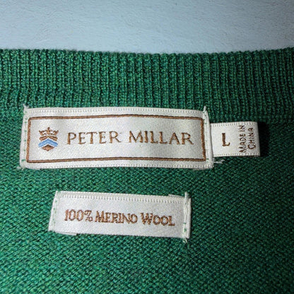 Peter Millar 100% Merino Wool V-Neck Sweater Mens Large Golf Club VTG Style