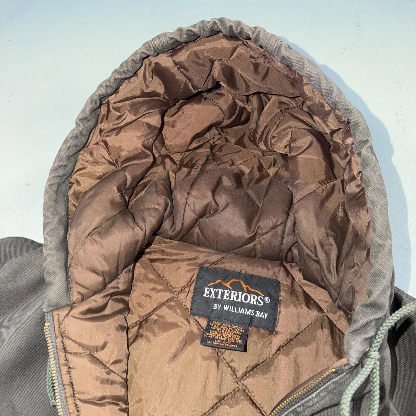 Williams Bay Duck Jacket Men's Size L Hooded Gray Severe Weather Insulated Work