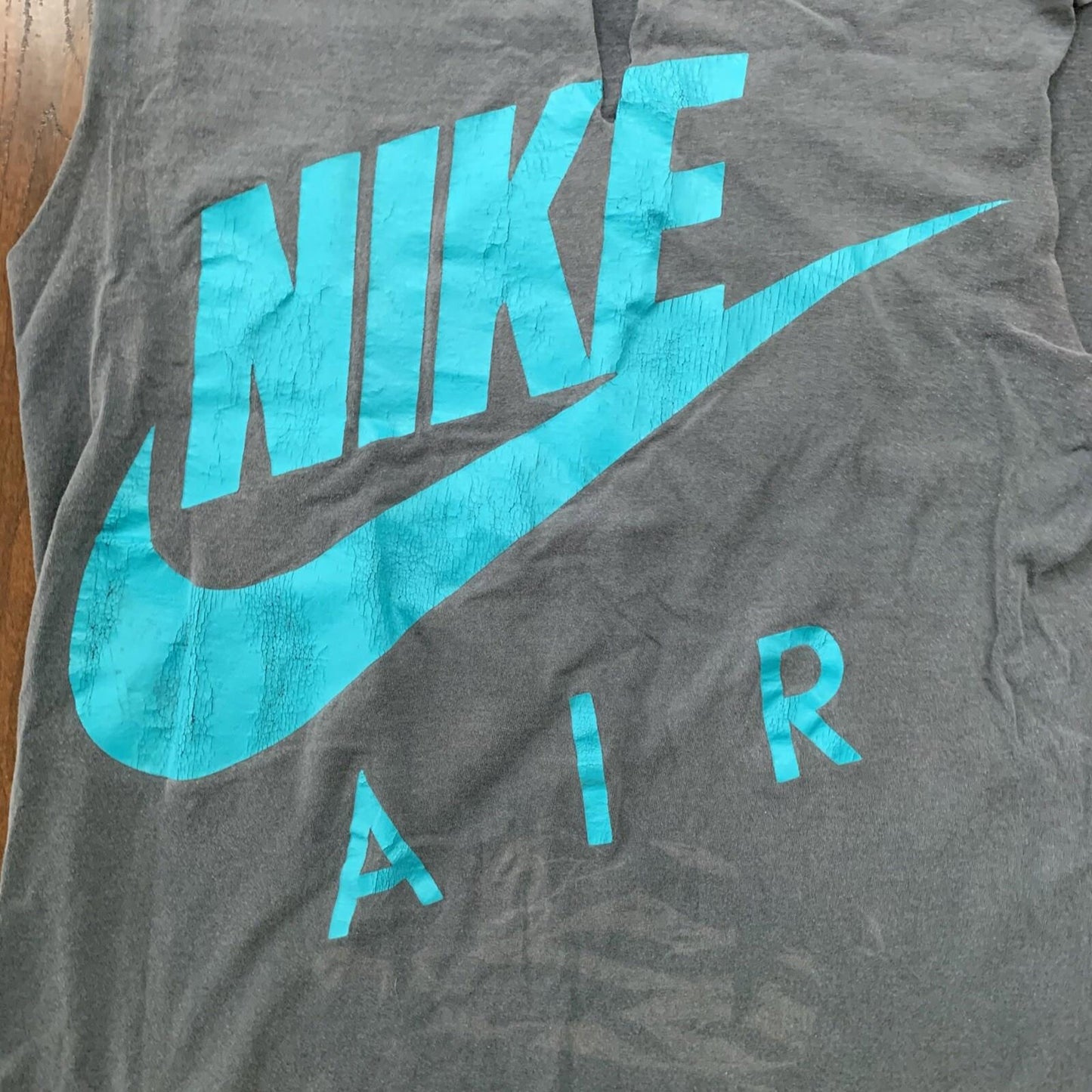 Nike Air Vintage T Shirt 90s Gray Tag Chop Gym Summer Tank Faded Black Thrashed