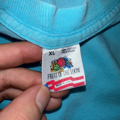 Fruit Of The Loom Long Sleeve Blank VTG T Shirt Lot XL Blue Thrashed Grunge