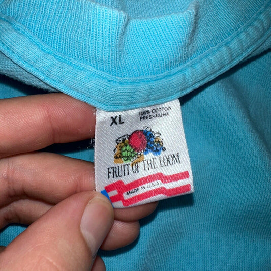 Fruit Of The Loom Long Sleeve Blank VTG T Shirt Lot XL Blue Thrashed Grunge