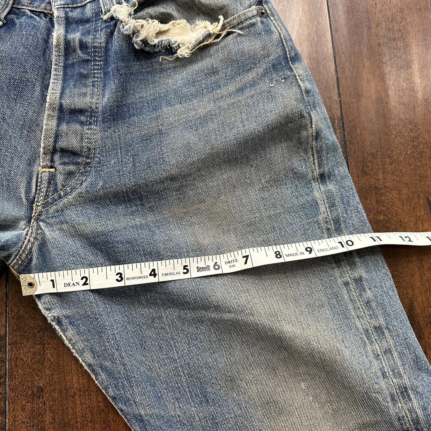 Levis 501 XX Big E True Vintage 60s Redline THRASHED Denim Jeans 1960s 27x26