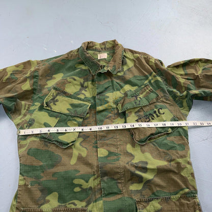 60s Vietnam Fatigue Rip Stop ERDL Jungle Camo USMC Jacket Slant Pocket 1960s