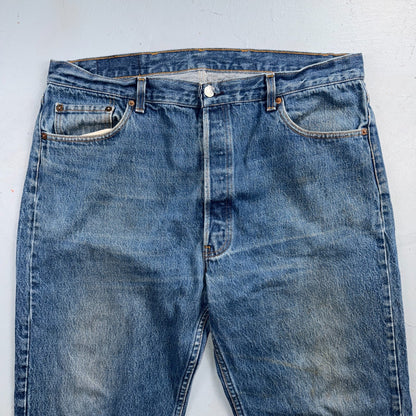 Levis 501 Vintage 80s USA XX Straight Leg Jeans Blue Light Wash 42x34 Act 38x29