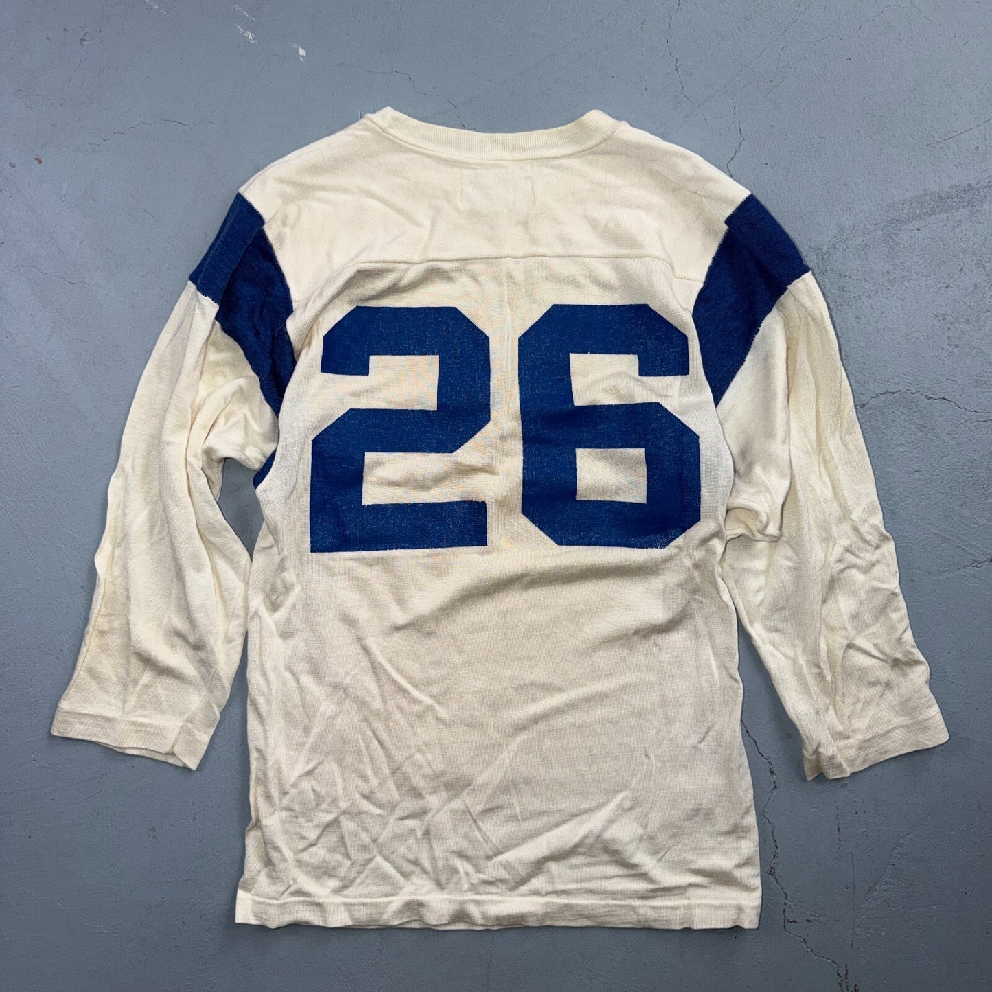 VTG Rawlings Football Jersey 26 White Blue USA Athletic T Shirt 1960s Rockabilly