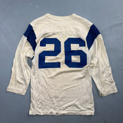 VTG Rawlings Football Jersey 26 White Blue USA Athletic T Shirt 1960s Rockabilly