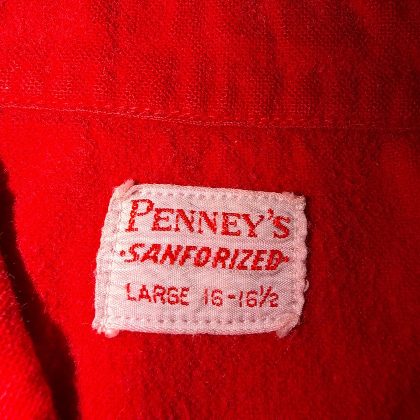 VTG 1940s Penneys Jacket Red Cotton Basic 40s 50s Flannel Shirt Rockabilly