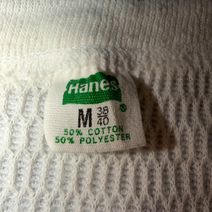 Vintage Hanes Green Tag Waffle Knit Thermal Shirt 70s M Long White 1970s White