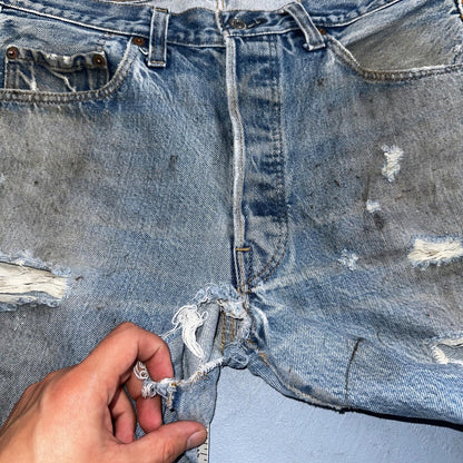 Levis 501 Vintage 80s Redline Selvedge USA XX Jeans Med Wash 34x30 Act 32x26