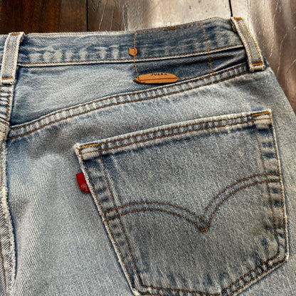 VTG 90s Levis 501 Button Fly 38x33 USA Tag Jeans Straight Wash Blue XX Act 34x28