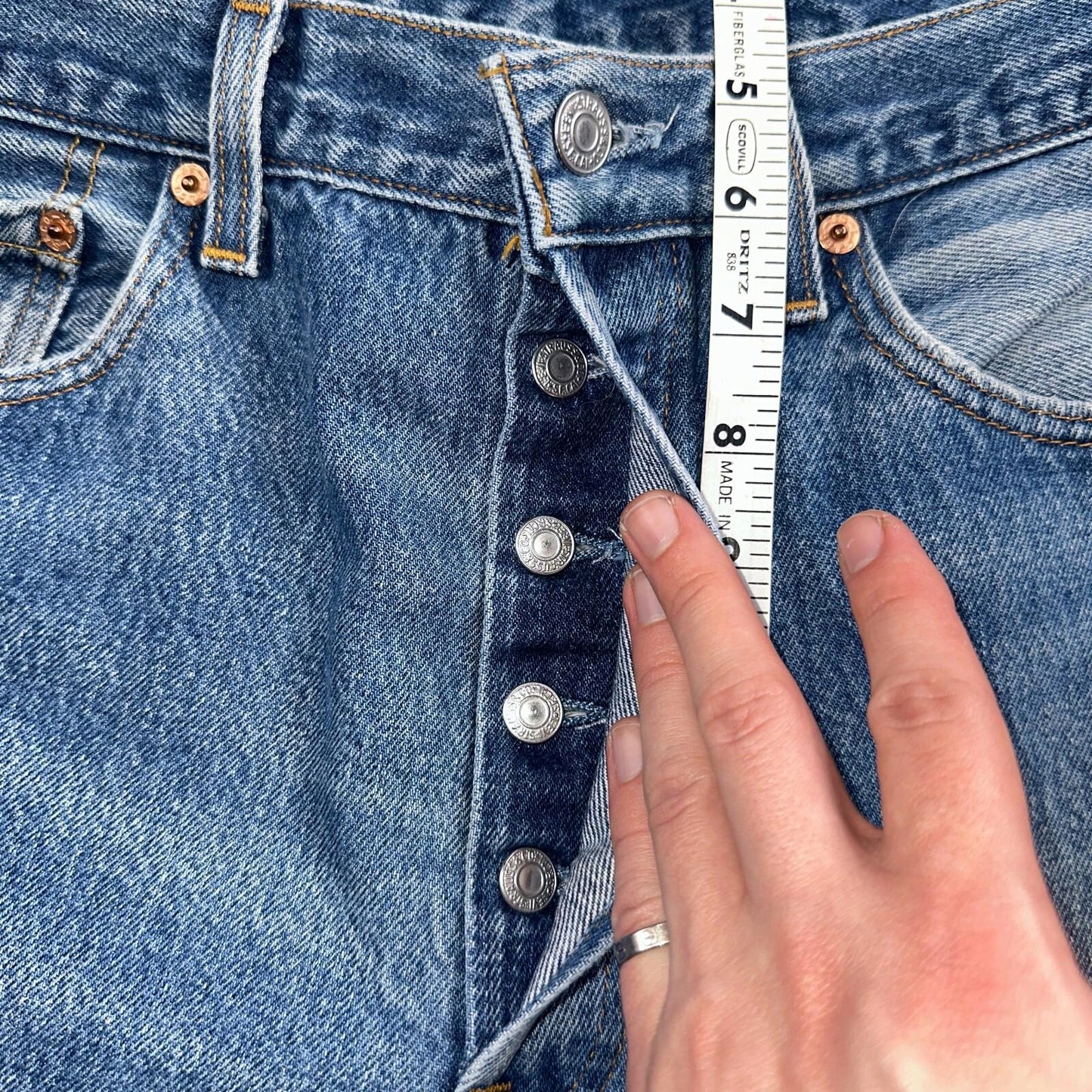 Levis 501 Vintage 90s USA XX Straight Leg Jeans Blue Light Wash 34x36 Act 32x30