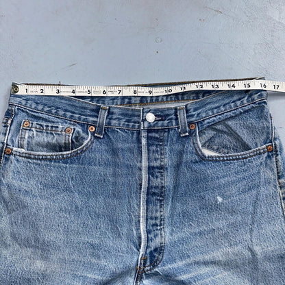 Levis 501 Vintage 90s USA XX Straight Leg Jeans 35x36 Blue Light Wash Act 32x32