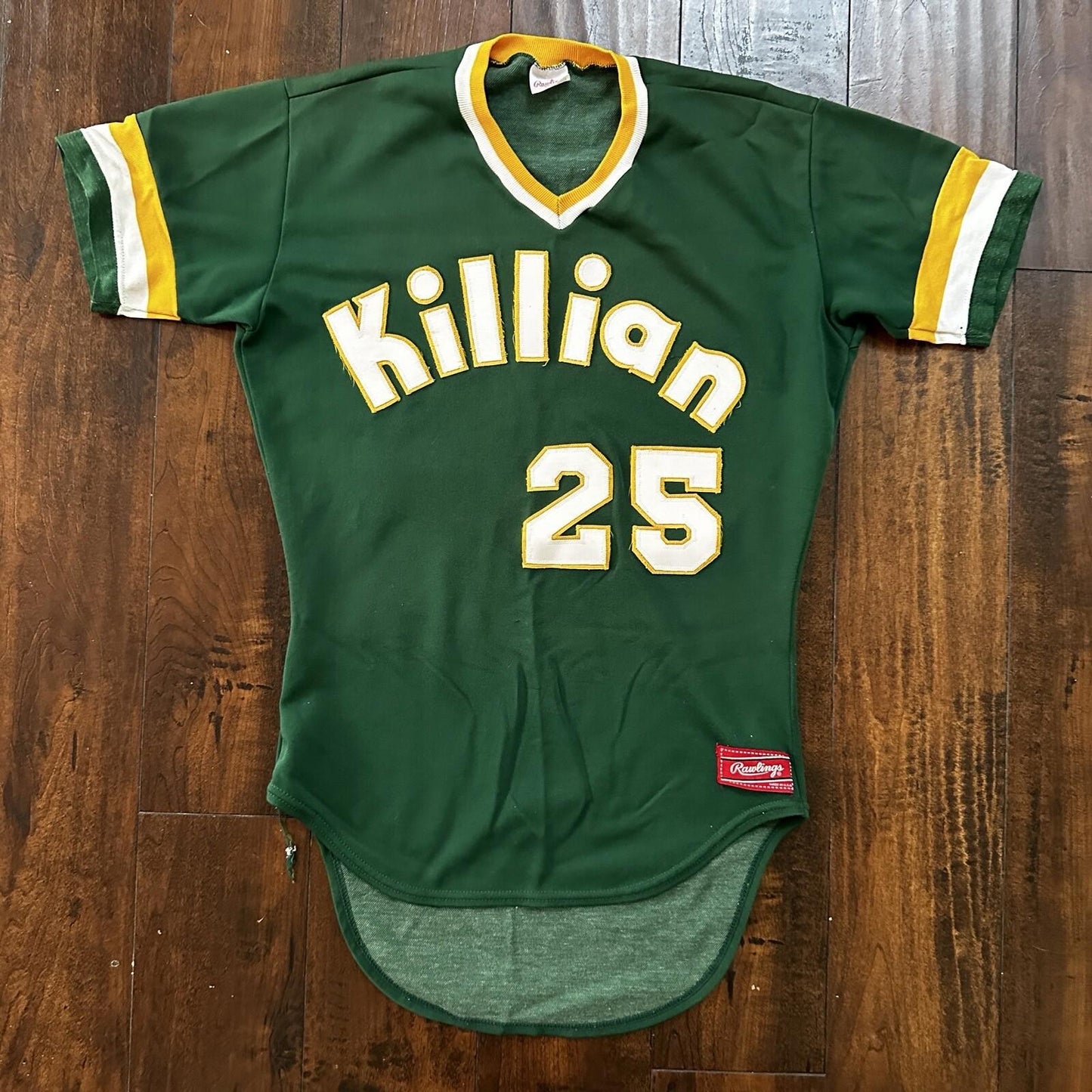VTG USA Rawlings Green MLB Miami Oregon Baseball Jersey 38 1970s Killian 25