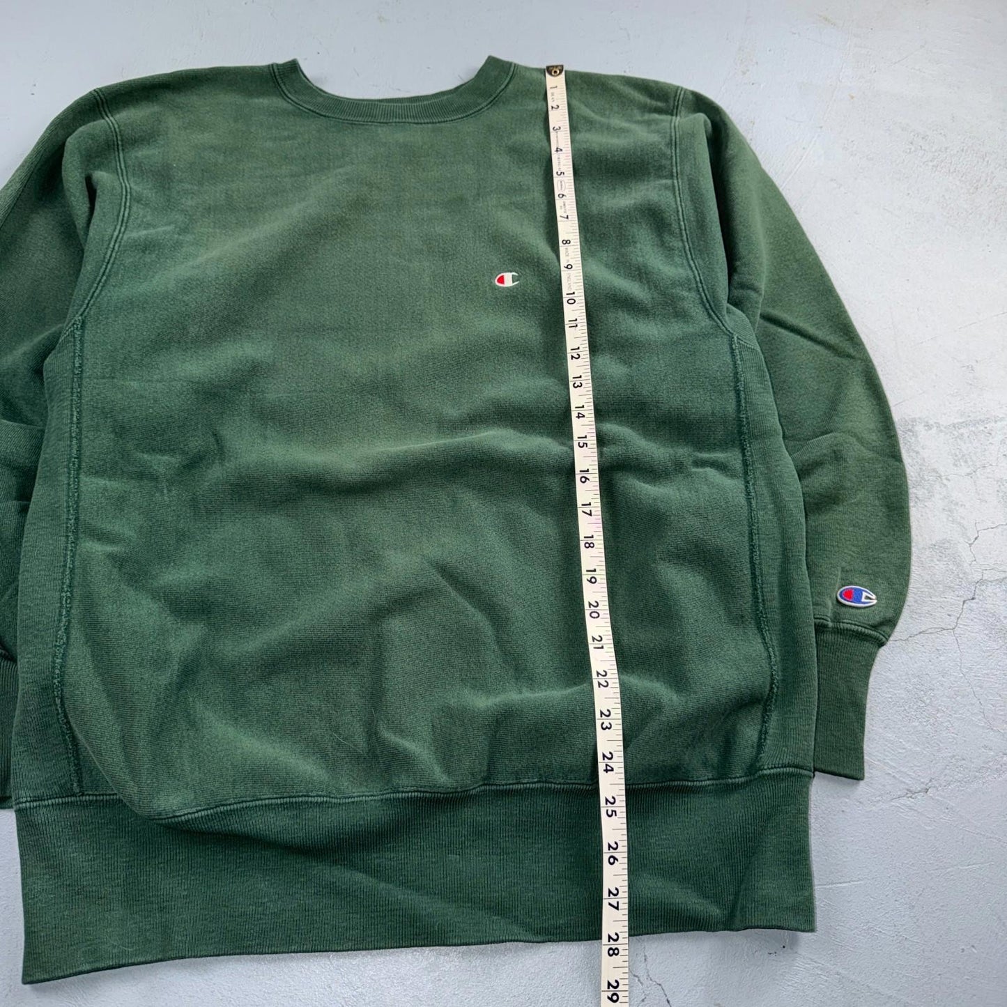 Vintage Champion 90s USA Green Reverse Weave Sweatshirt Blank XL Gusset Jumper