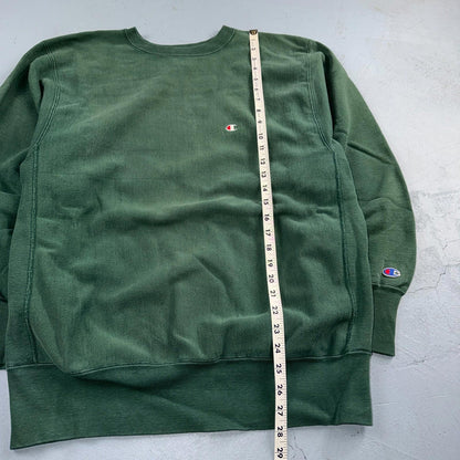 Vintage Champion 90s USA Green Reverse Weave Sweatshirt Blank XL Gusset Jumper
