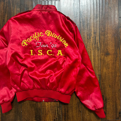 VTG 90s GTX Pacific Divison Satin Bomber Jacket USA Rare 80s ISCA Dale Arnold