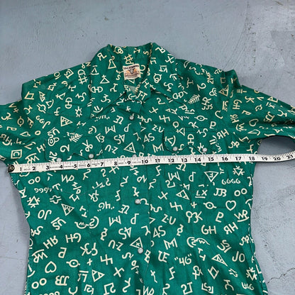 Levis 1950s Shorthorn Novelty Print Pearl Snap Sawtooth Shirt Rockabilly Western