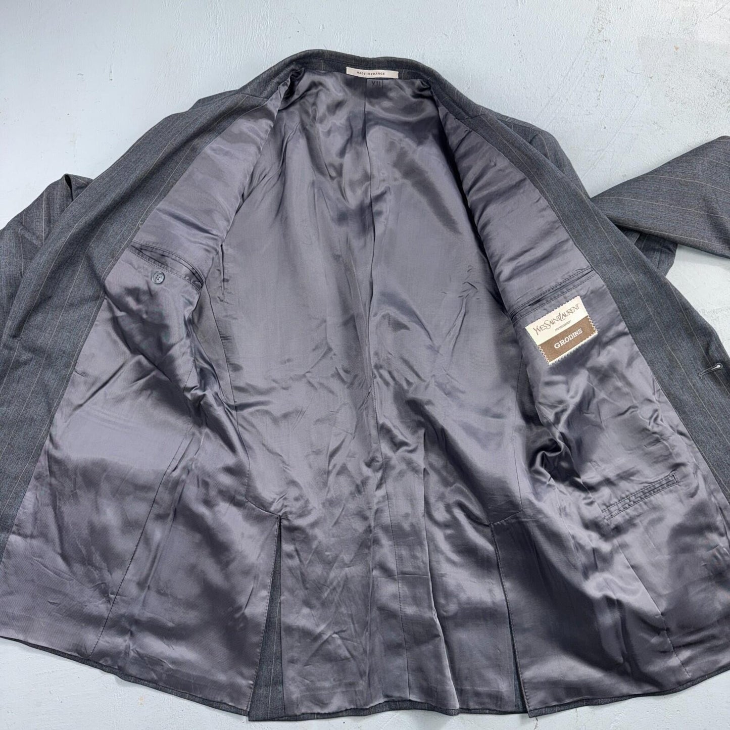 YSL Yves Saint Laurent Vintage Gray Grodin Jacket 38 Blazer Coat France Suit 80s