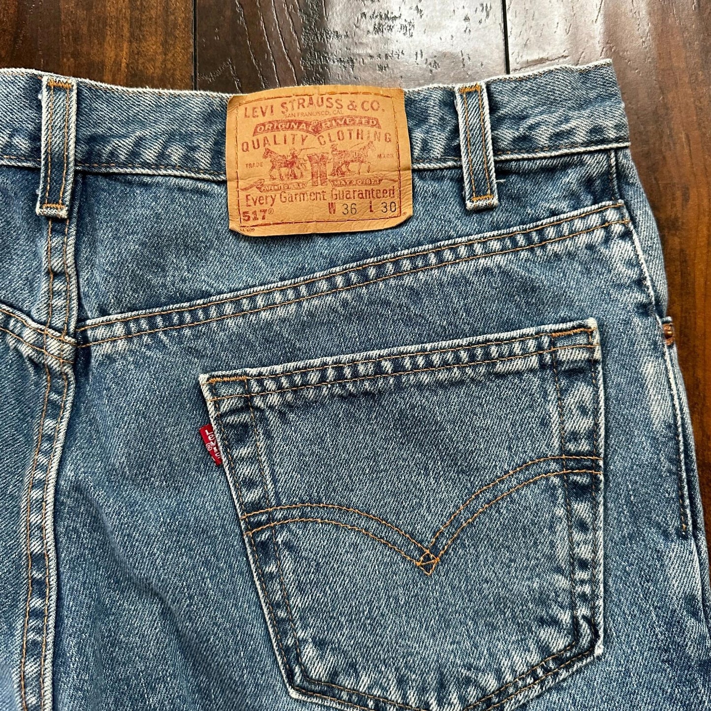 VTG Levis 517 Jeans Mens 36x30 Blue Denim Bootcut USA Made 90s Act 34x29