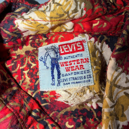 VTG 50s Levis Western Wear Floral Paisley Pearl Snap Button Shirt Rockabilly